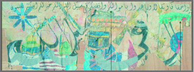 Very colorful image depicting al-Qa'ida propaganda.